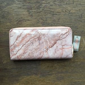 NWT Pink Marble Wallet Zip Up